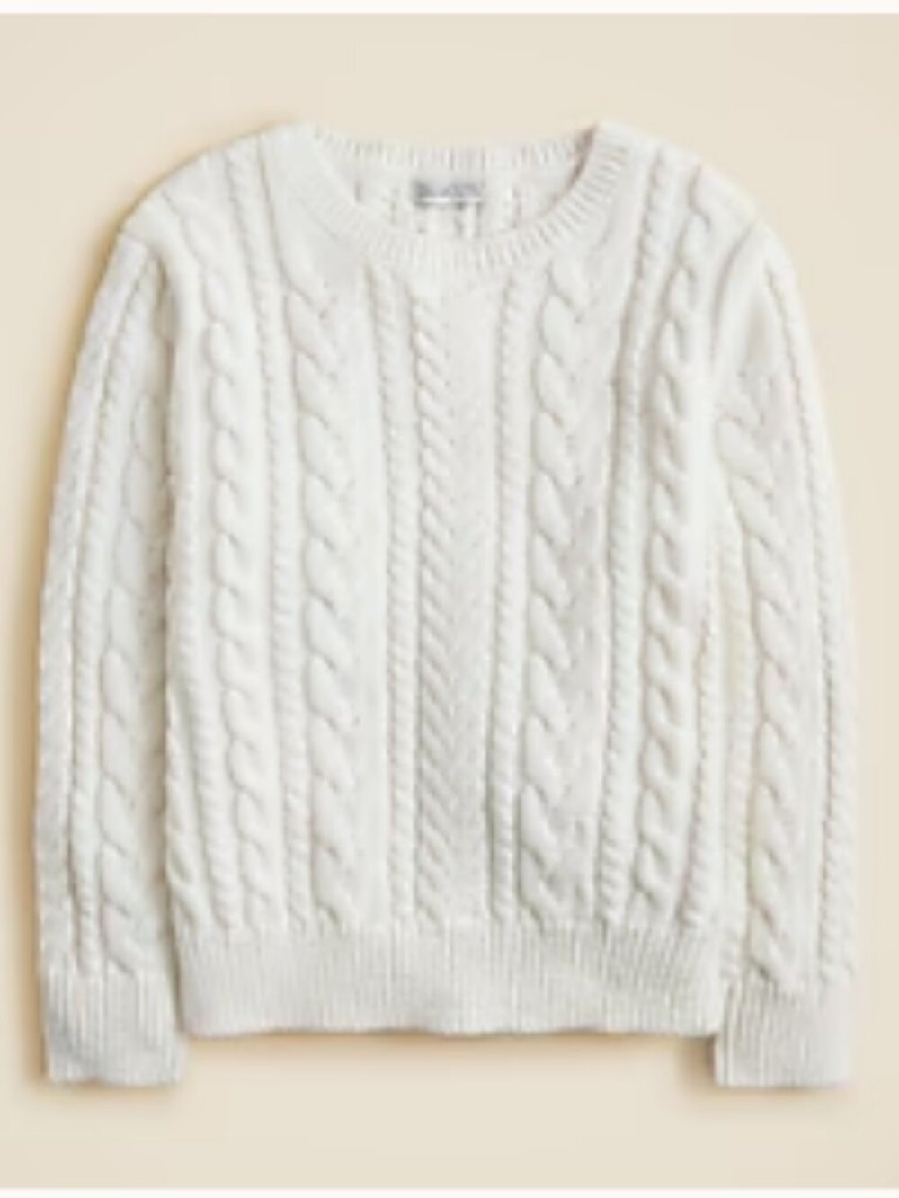 J. Crew Boys Cable Knit Crewneck Cotton Sweater Ivory Size L 10 NWT NEW